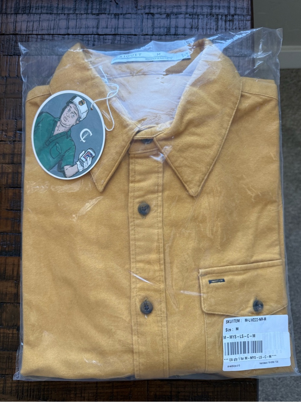 Criquet Men's Button-Front Shirt Jacket in Mustard - Picture 2 of 3